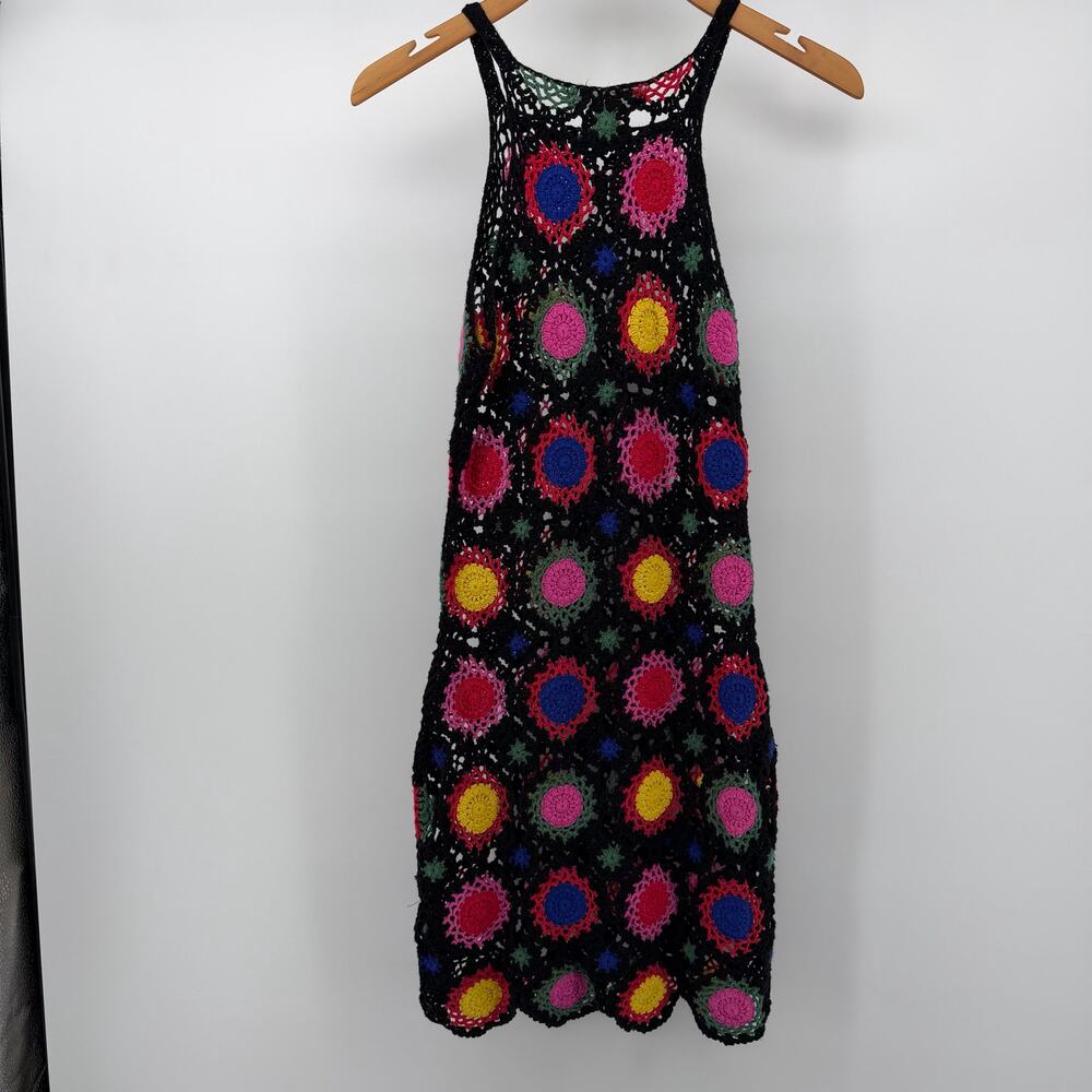 H&M x Coachella Crochet Patchwork Mini Dress 4 Festival Boho Hippie Retro Indie - Picture 5 of 6